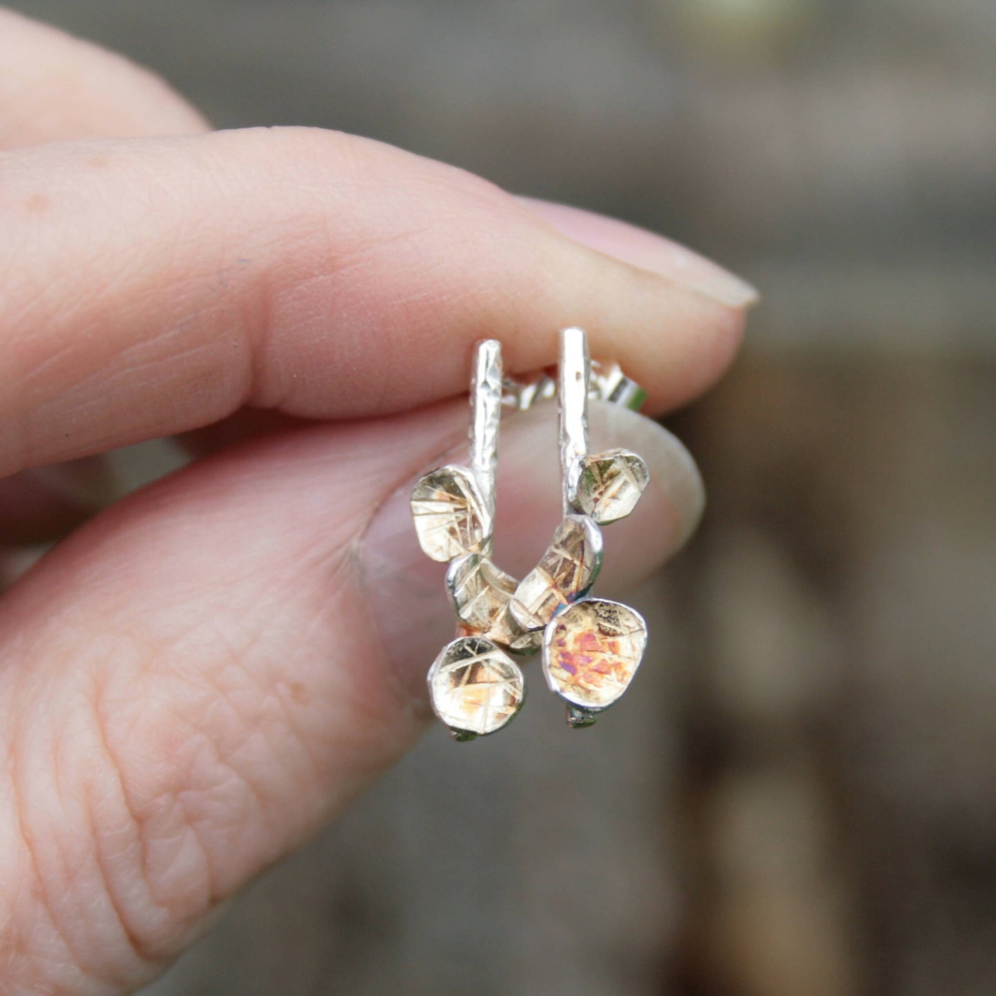 Sterling silver lichen earrings