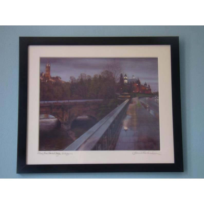 View from Partick Bridge, Glasgow. Art Print.
