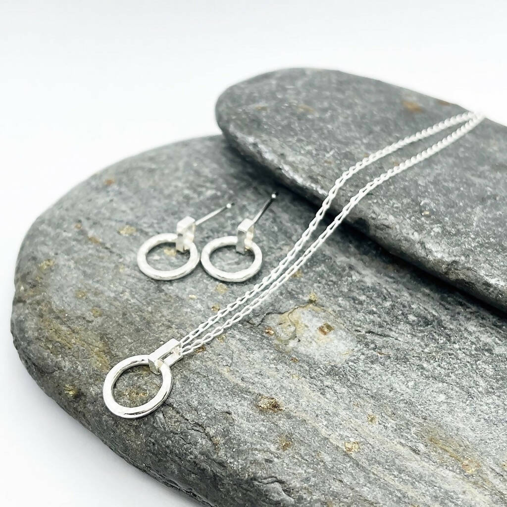 Sterling Silver Circle Drop Earrings