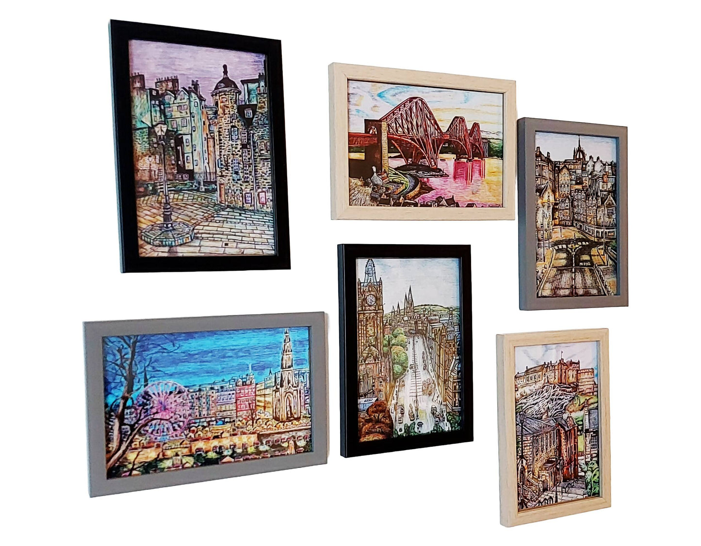 Edinburgh Framed postcard set of 6