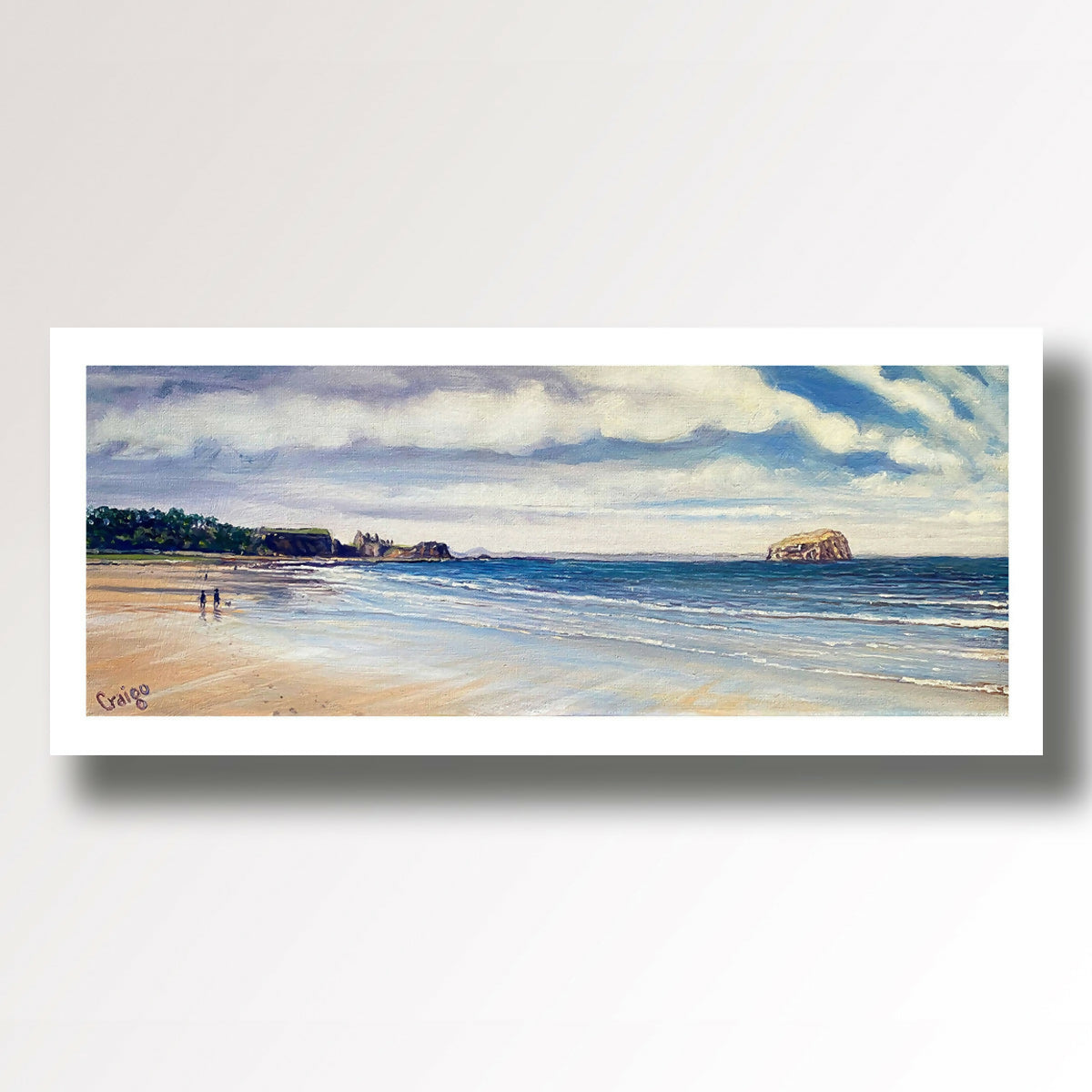 Bass Rock, Seacliffe Beach, Giclee fine art print from an original oil painting by Edinburgh artist Craigo