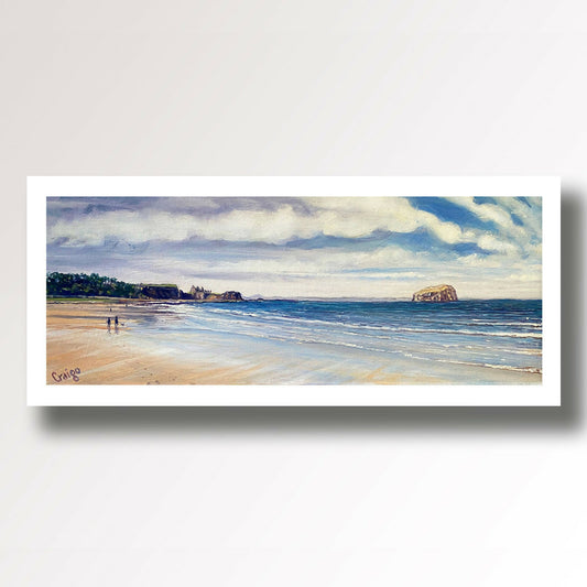Bass Rock, Seacliffe Beach, Giclee fine art print from an original oil painting by Edinburgh artist Craigo