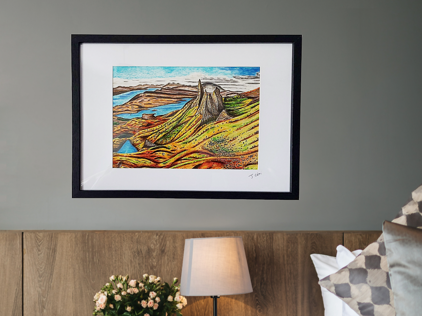 A3 Original Storr Hill Isle of Skye, Scotland Framed Art