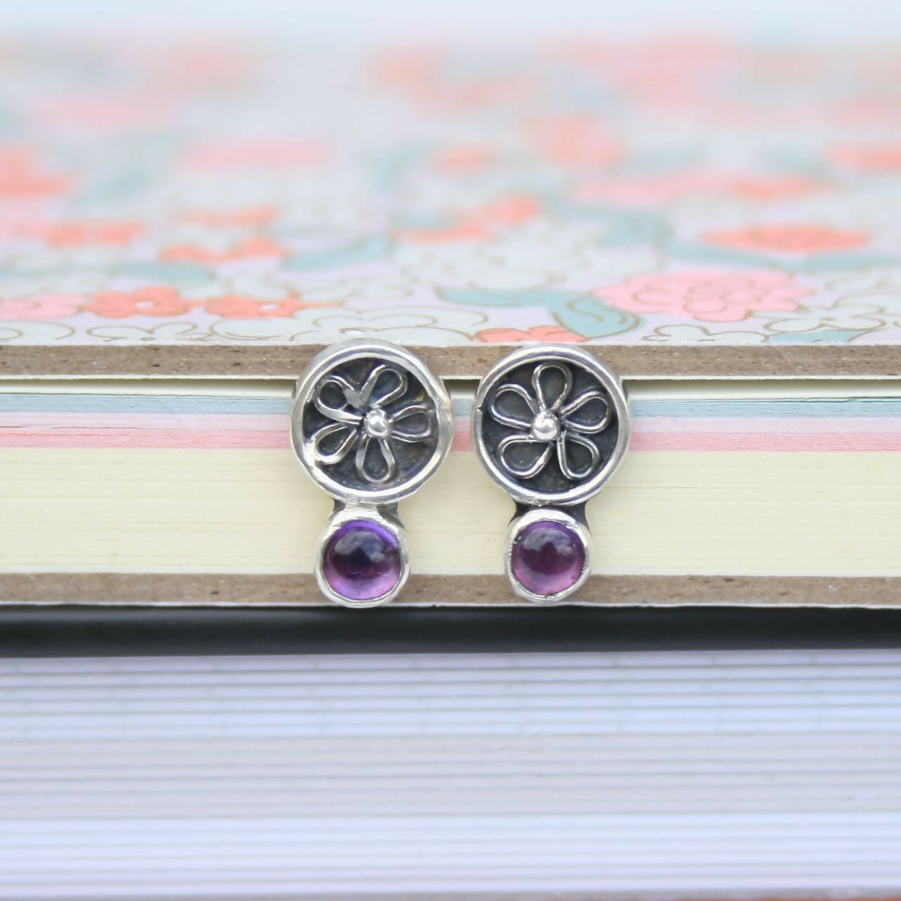 Sterling silver and amethyst earrings