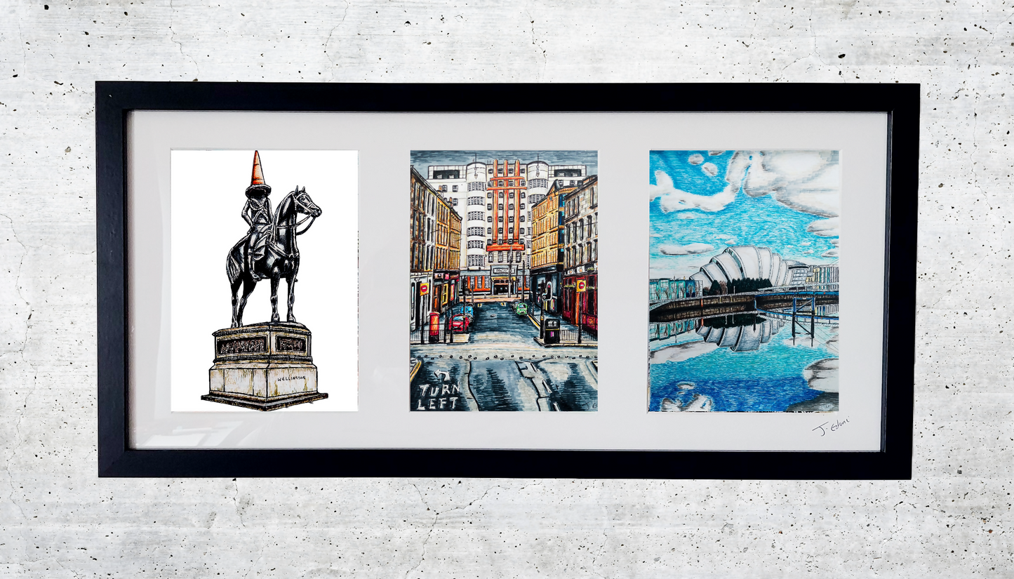 Glasgow 3 in 1 Collage Framed Art Print