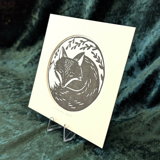 Fox Linocut Print Black (2)