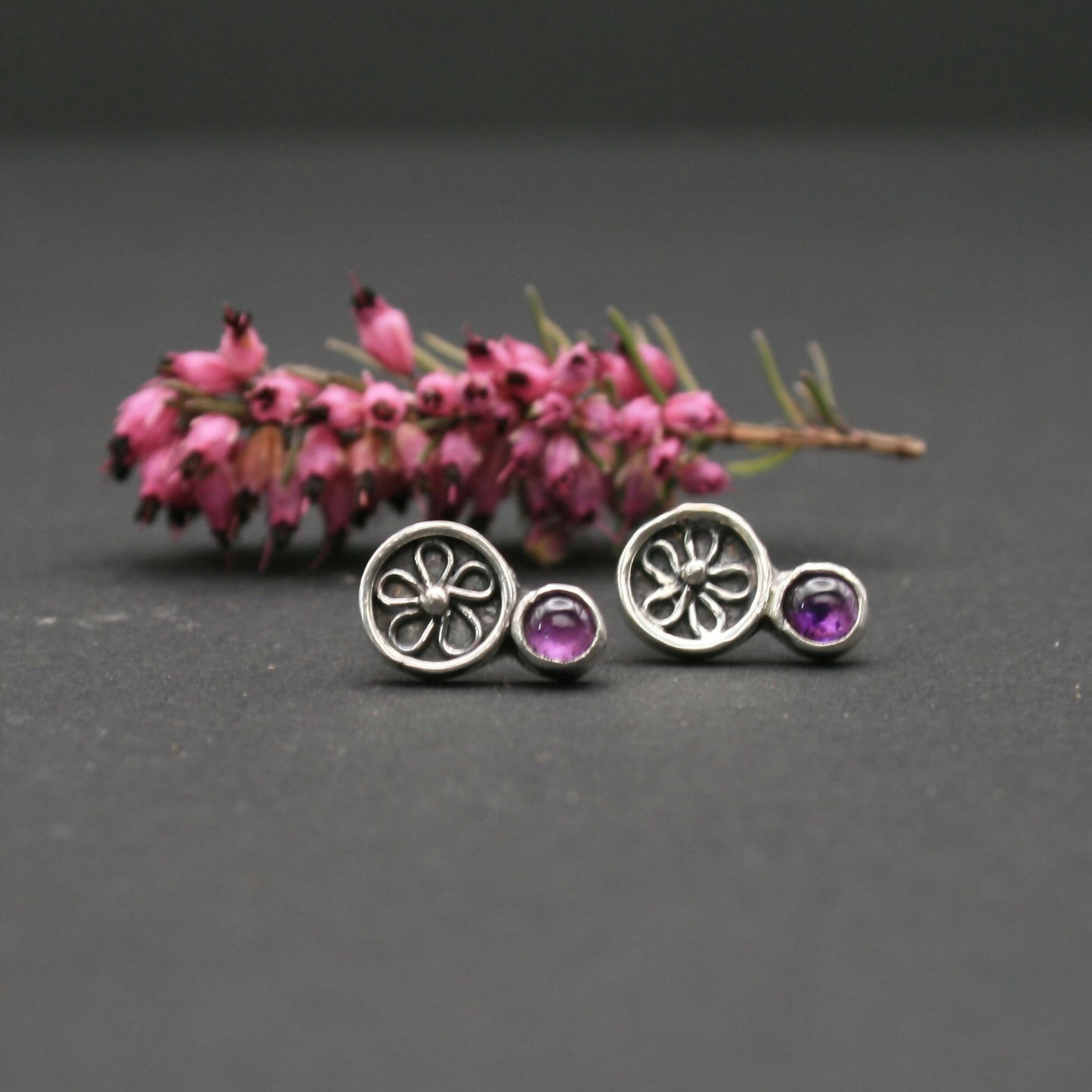Sterling silver and amethyst earrings