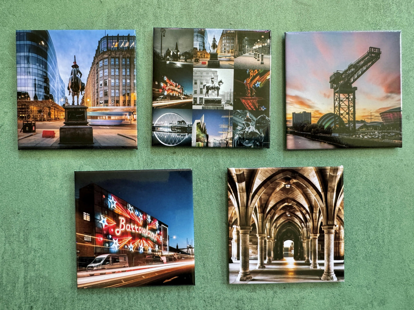 Glasgow Fridge Magnet Set | Set of 5 Iconic Glasgow Landmarks | Photography Magnets | Glasgow Gift