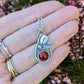 Sterling silver botanical necklace with carnelian gemstone