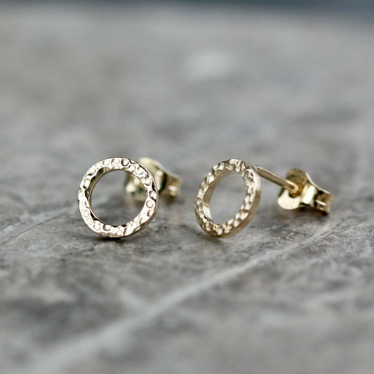 Solid 9ct Yellow Gold Textured Halo Studs