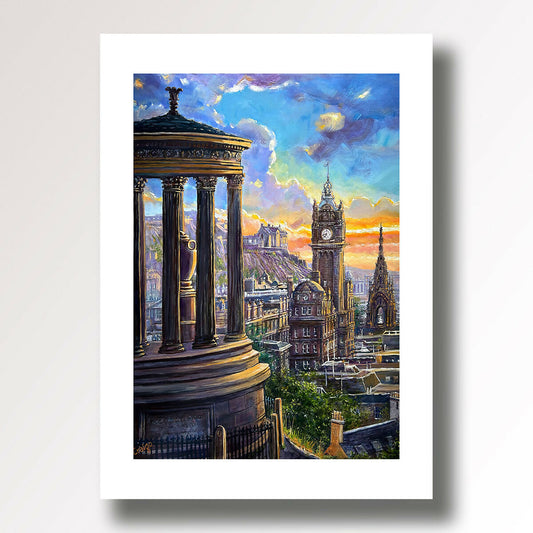 Calton Hill, Giclee Fine Art Print from an original painting by Edinburgh Artist Craigo