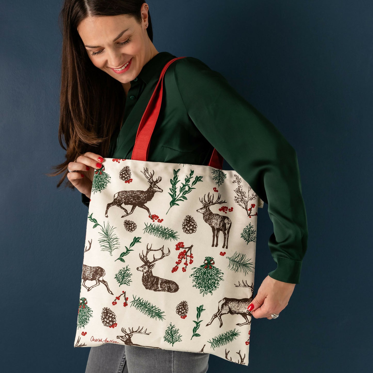 Christmas Reindeer Shopper Tote Bag
