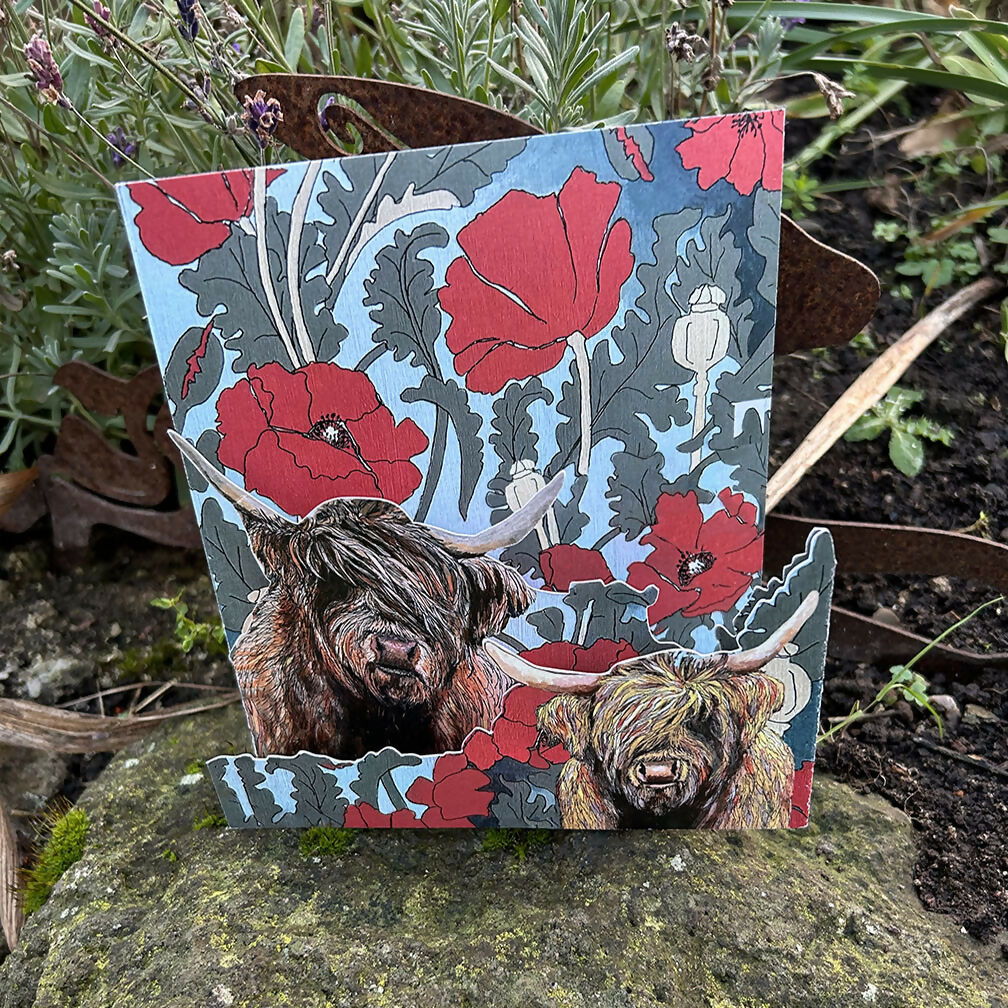 highland cow 3D card
