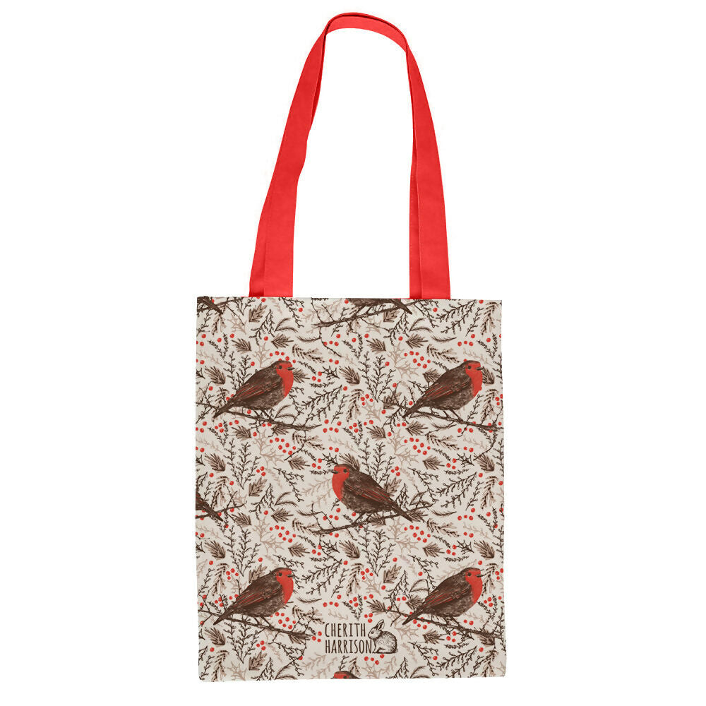 Christmas Robin Shopper Tote Bag