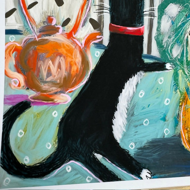 Still Life Art Print | Black Cat Red Collar | Beatrice Ajayi