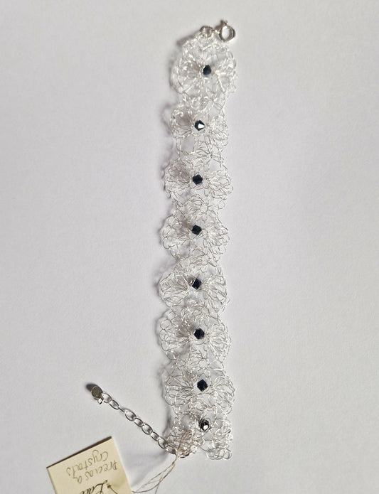 Sterling Silver wire bracelet with Preciosa crystals