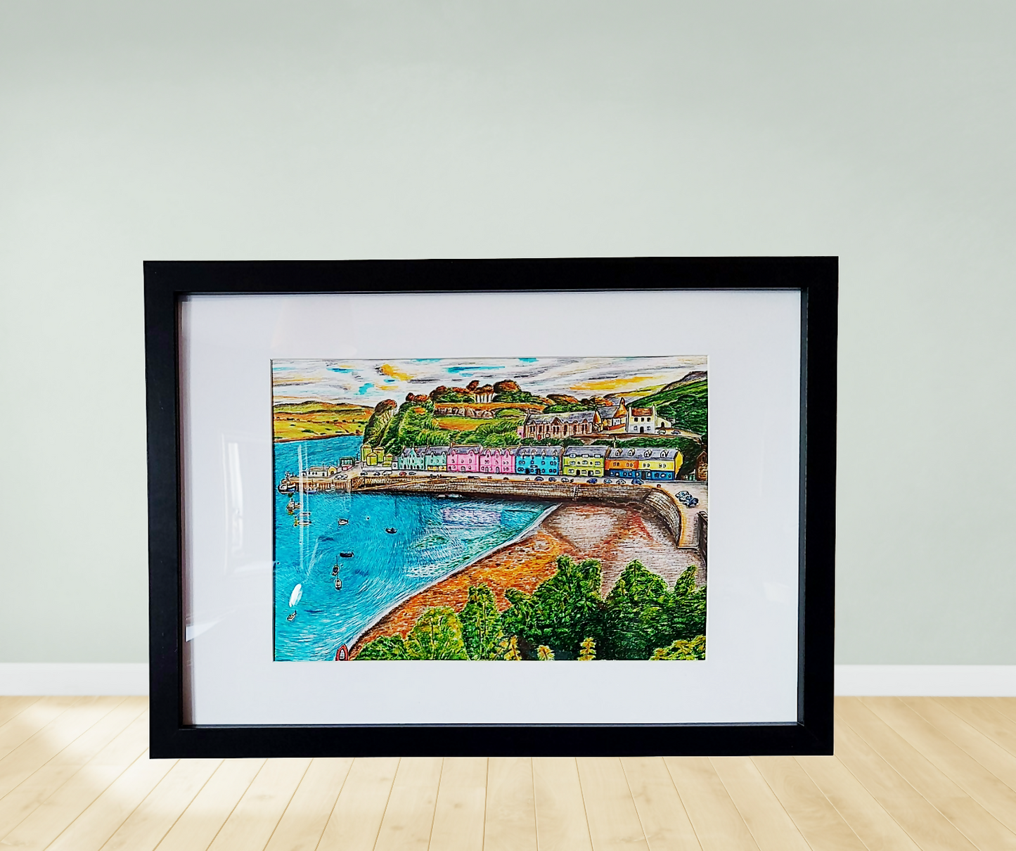 A3 Original Portree Isle of Skye, Scotland Framed Art
