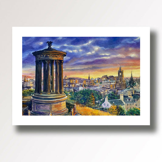 Edinburgh Golden Hour from Calton Hill by Scottish artist Craig Seaton Bell who paints as Craigo