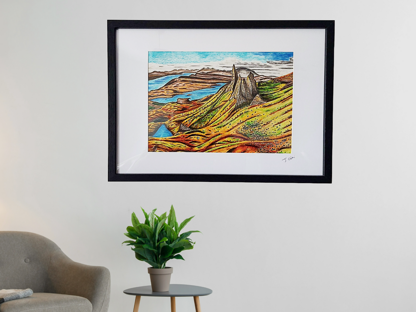 A3 Original Storr Hill Isle of Skye, Scotland Framed Art
