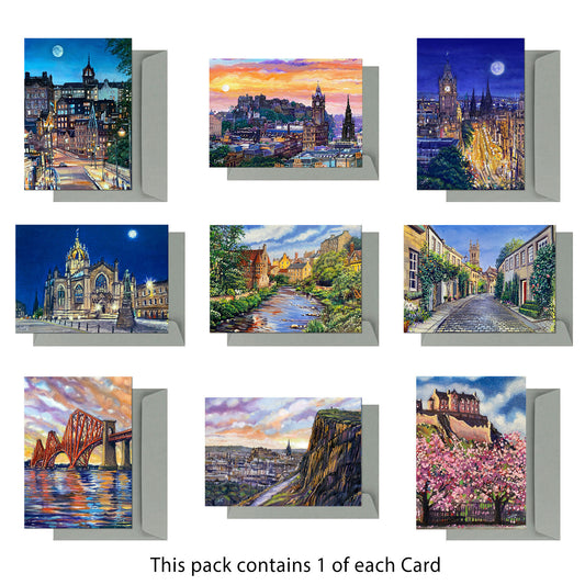 Edinburgh Greeting Card Multi Packs in 9, 18 or 27 card packs by 'Craigo'