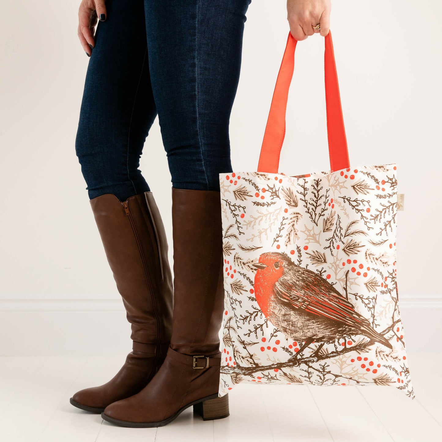 Christmas Robin Shopper Tote Bag
