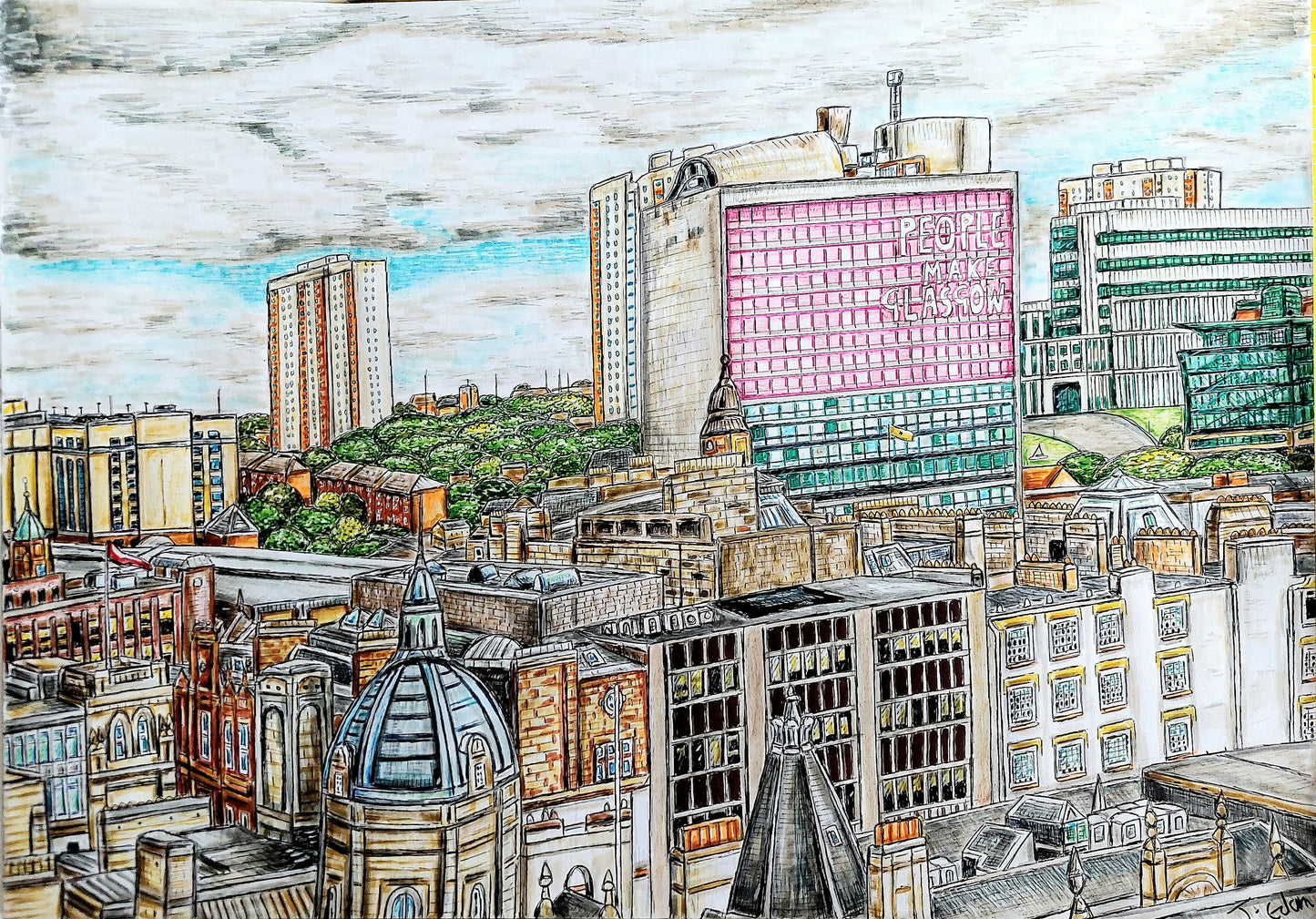 Glasgow Skyline, Framed Art Print