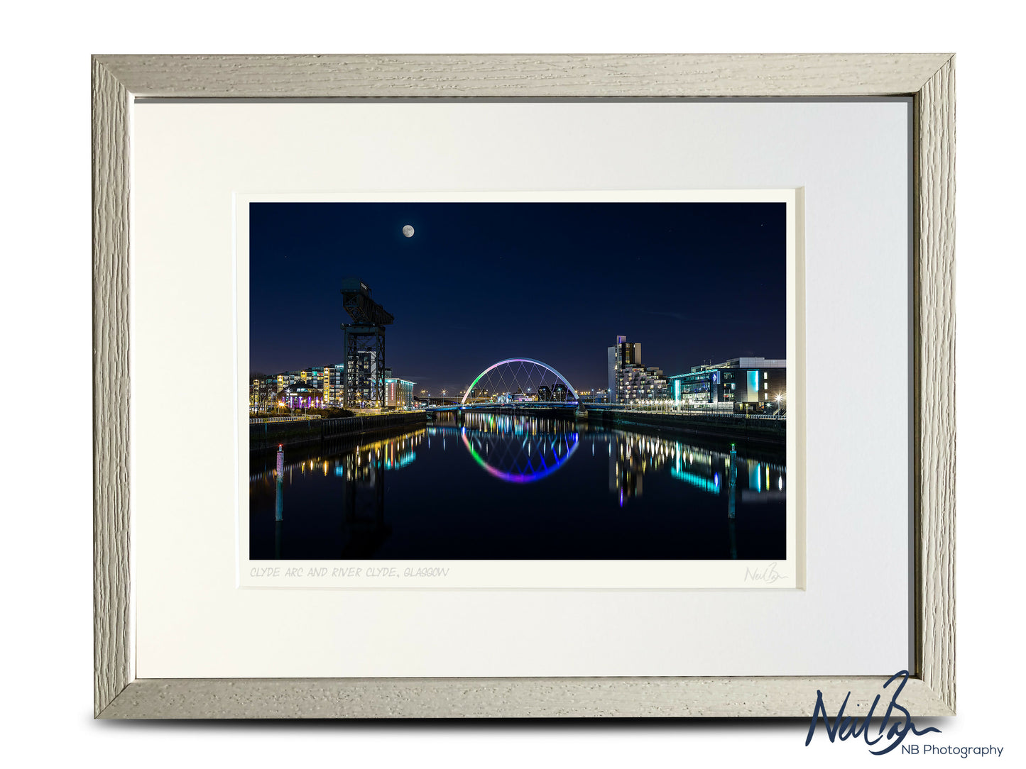 Moon over the Clyde Arc Glasgow Scotland - A4 (40x30cm) Framed/Unframed Fine Art Photo Print