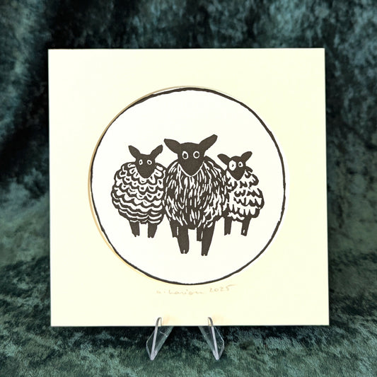 Sheep Linocut Print (1)