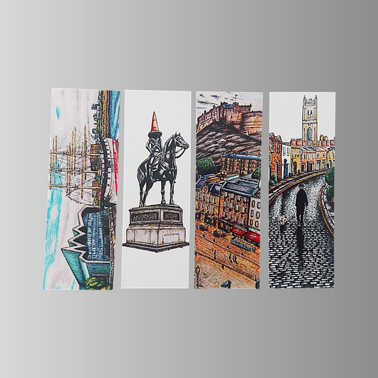 Glasgow/ Edinburgh Bookmark set of 4 (Art, travel, Scotland)