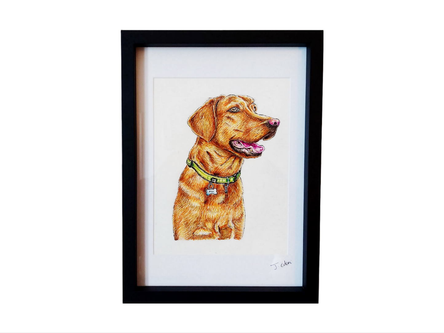 Custom pet portraits framed