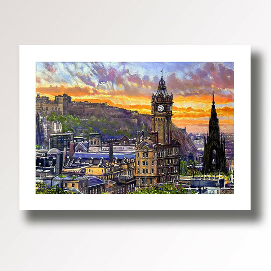 Edinburgh Sunset from Calton Hill by Scottish artist Craigo