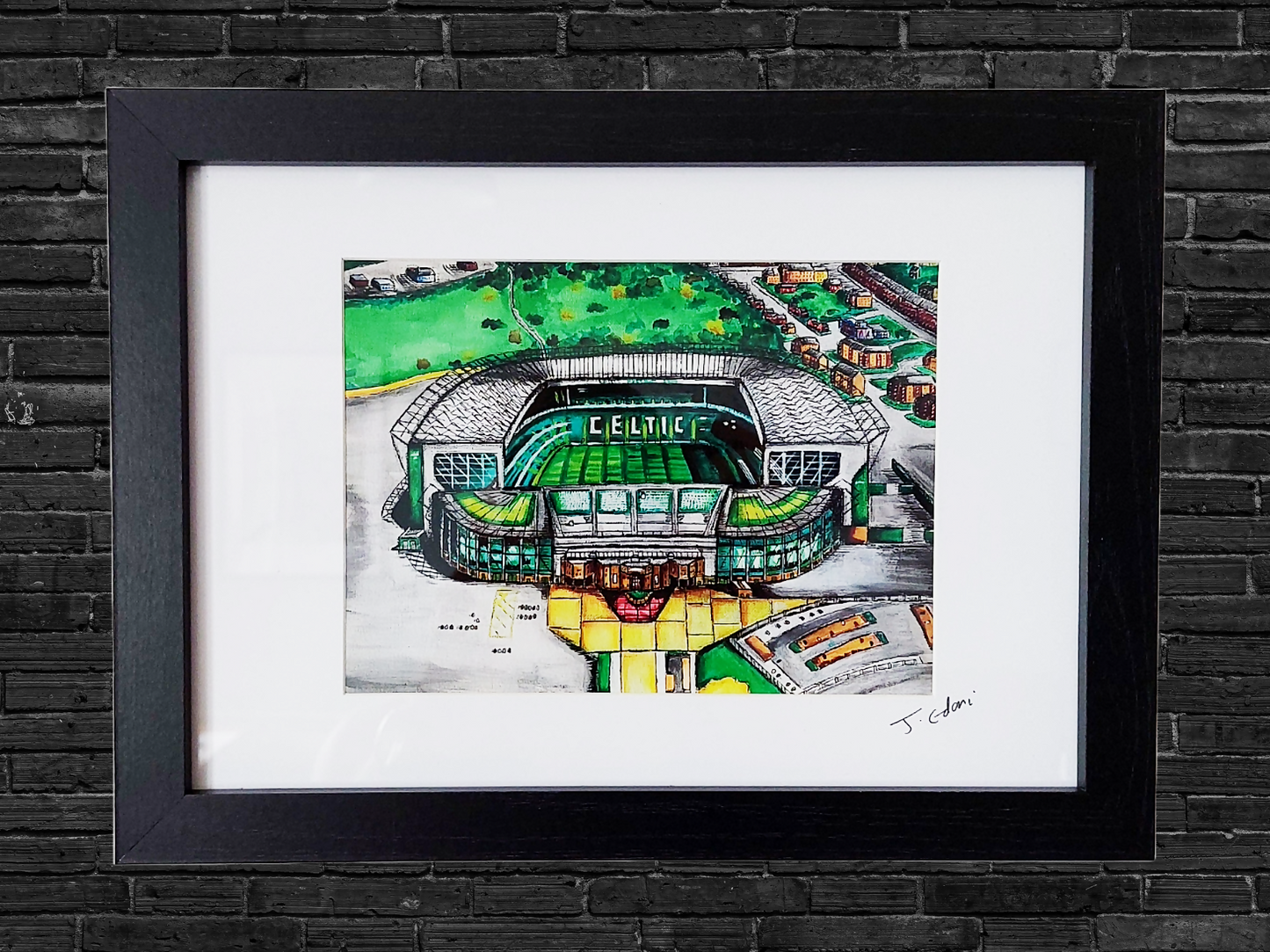 Celtic Park aerial view, football Art Print