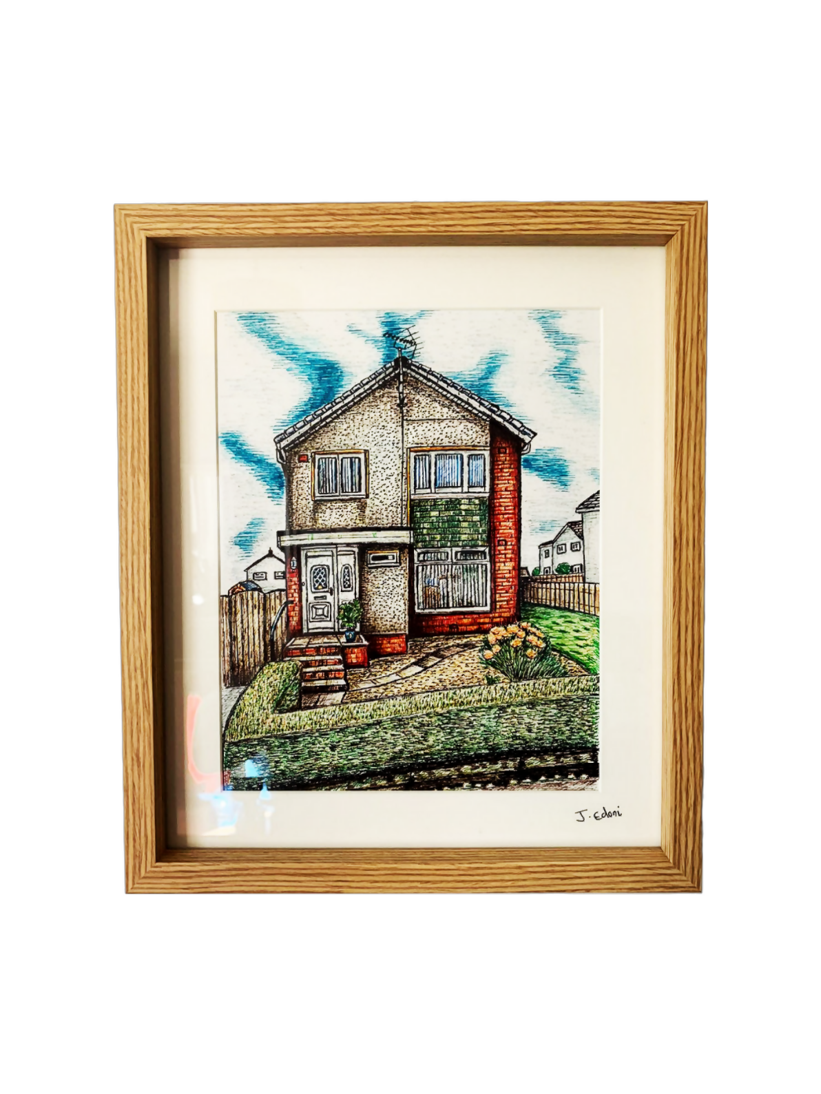 Custom House art framed