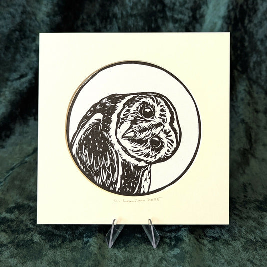 Owl Linocut Print (1)