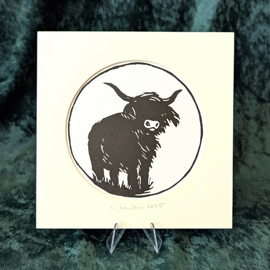 Highland Cow Linocut Print (2)