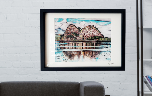 A3 Original Dumbarton castle, Scotland Framed Art