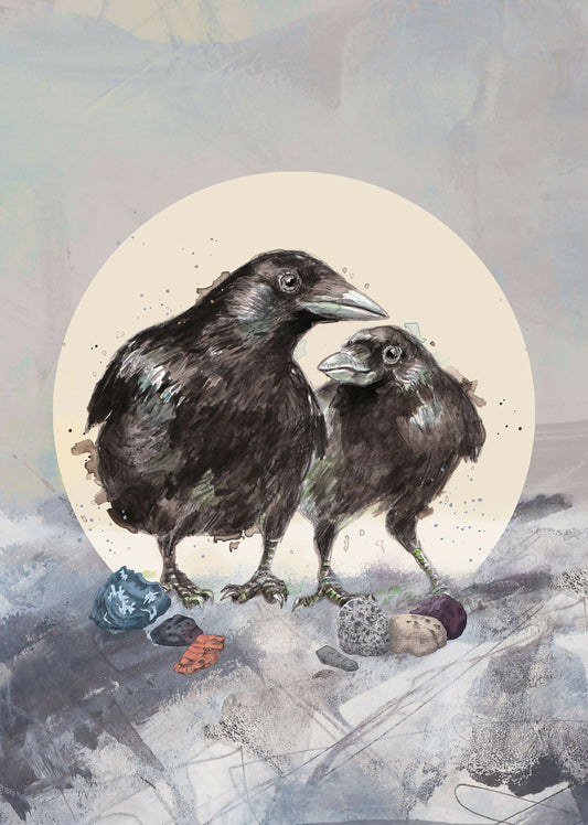 Two Crows - Unframed A4 Giclee Print