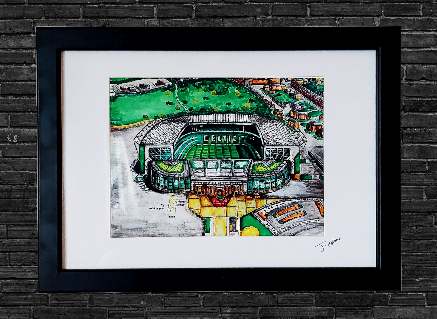 Celtic Park aerial view, football Art Print