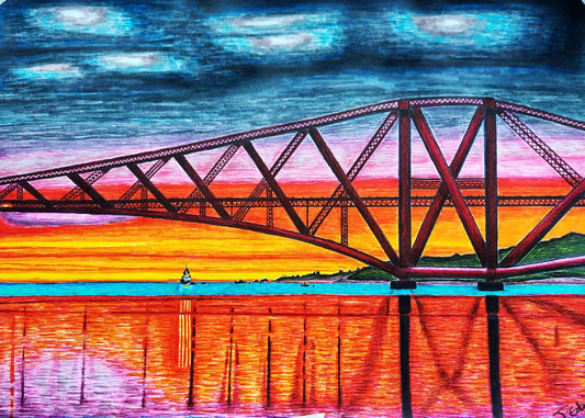Forth Rail bridge sunset, Framed Giclee Art Print