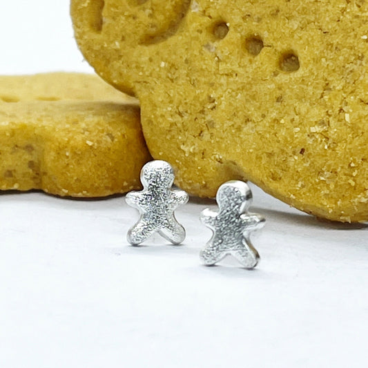 Silver Gingerbread Men Earrings