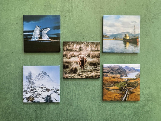 Scotland Fridge Magnet Set | Set of 5 Scottish Landscapes & Icons | Photography Magnets | Scotland Gift