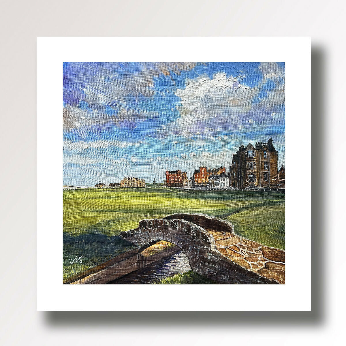 Swilcan Bridge, Old Course St Andrews, Giclee fine art print from an original oil painting by Edinburgh artist Craigo