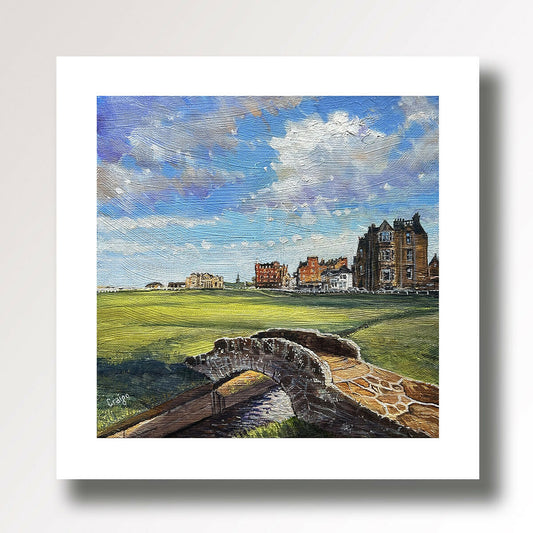 Swilcan Bridge, Old Course St Andrews, Giclee fine art print from an original oil painting by Edinburgh artist Craigo