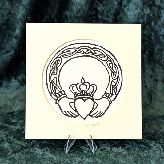 Claddagh Linocut Print (1)