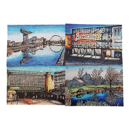 Glasgow Postcards- A6 size (Art, travel, Scotland)