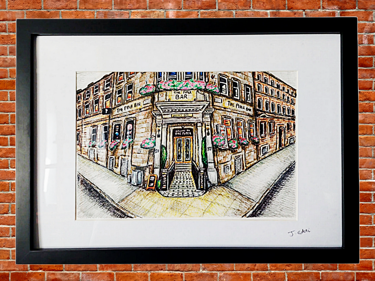 The Piper Bar Glasgow, Framed Art Print