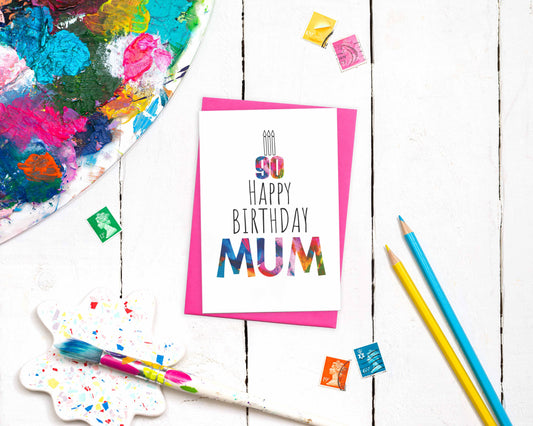 Mum 90th Birthday Card | 90th Birthday Card Mum | Mum Birthday | Birthday Cake Design
