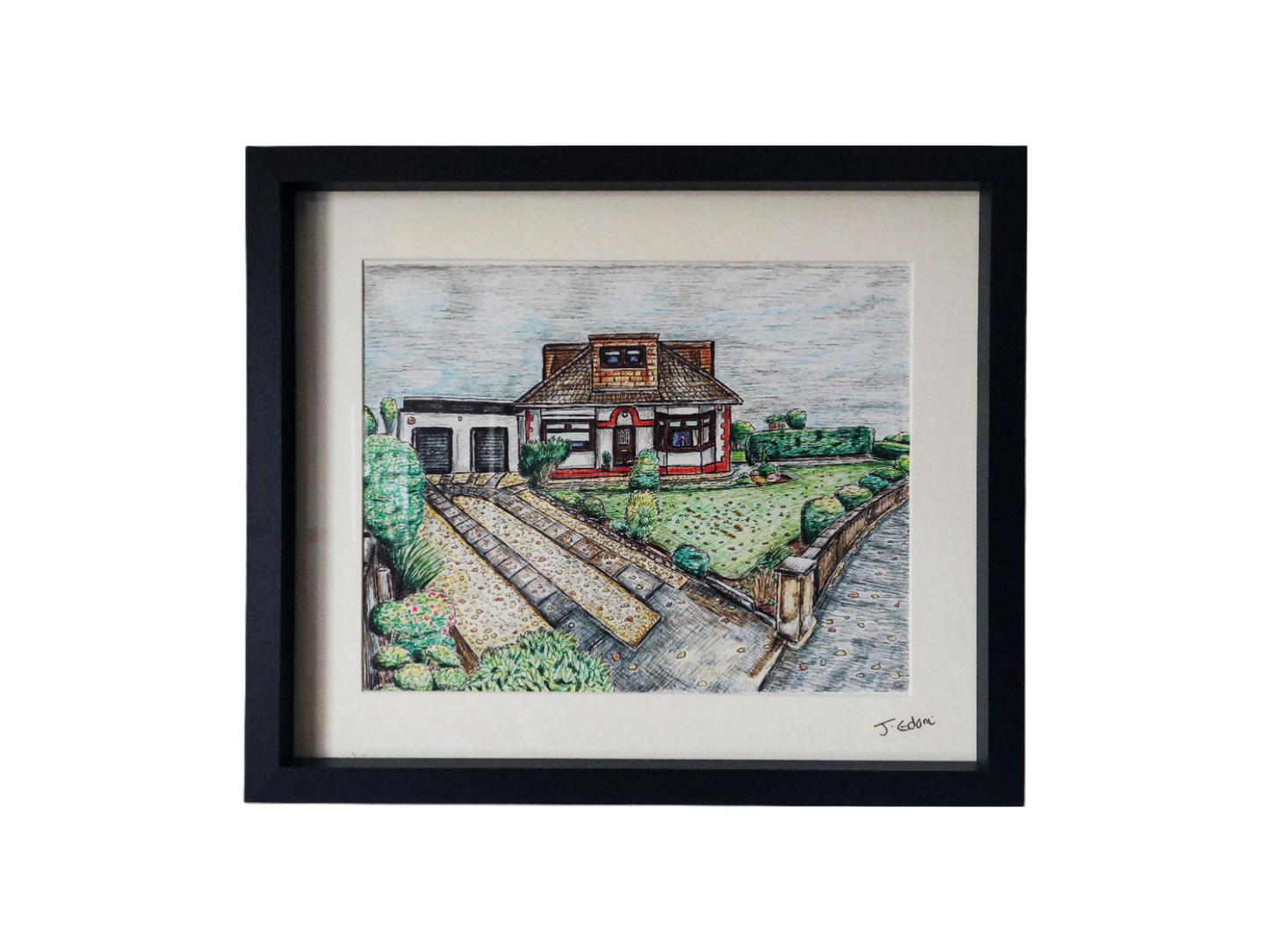 Custom House art framed