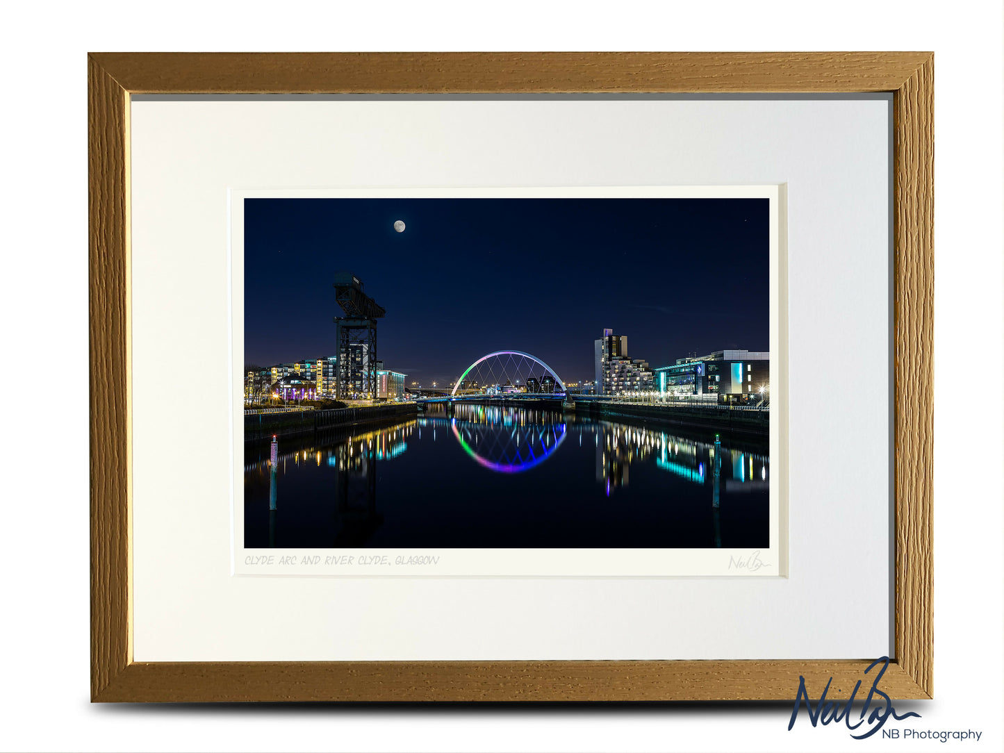 Moon over the Clyde Arc Glasgow Scotland - A4 (40x30cm) Framed/Unframed Fine Art Photo Print
