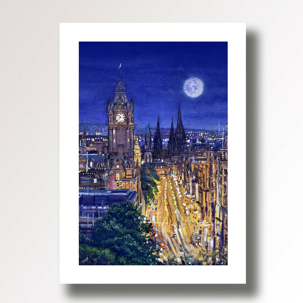 Princes Street Edinburgh, Giclee fine art print from an original oil painting by Edinburgh artist Craigo